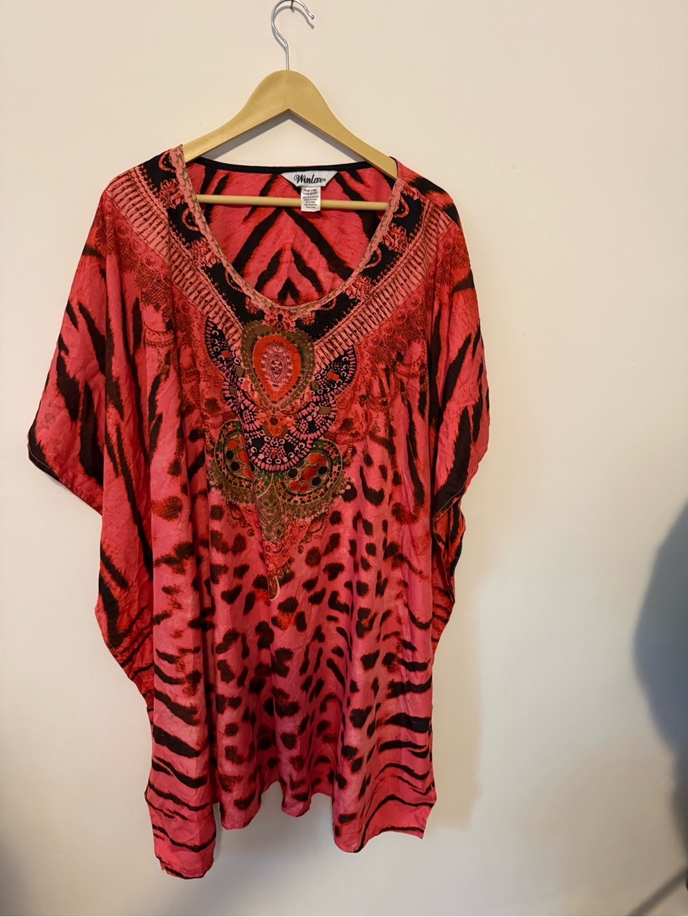 Animal Print Kaftan Top - Pink